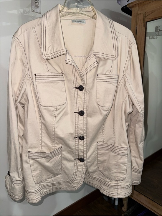 dressbarn Jackets & Blazers - dressbarn Cream Utility Jacket with Dark Contrast Stitching 18/20